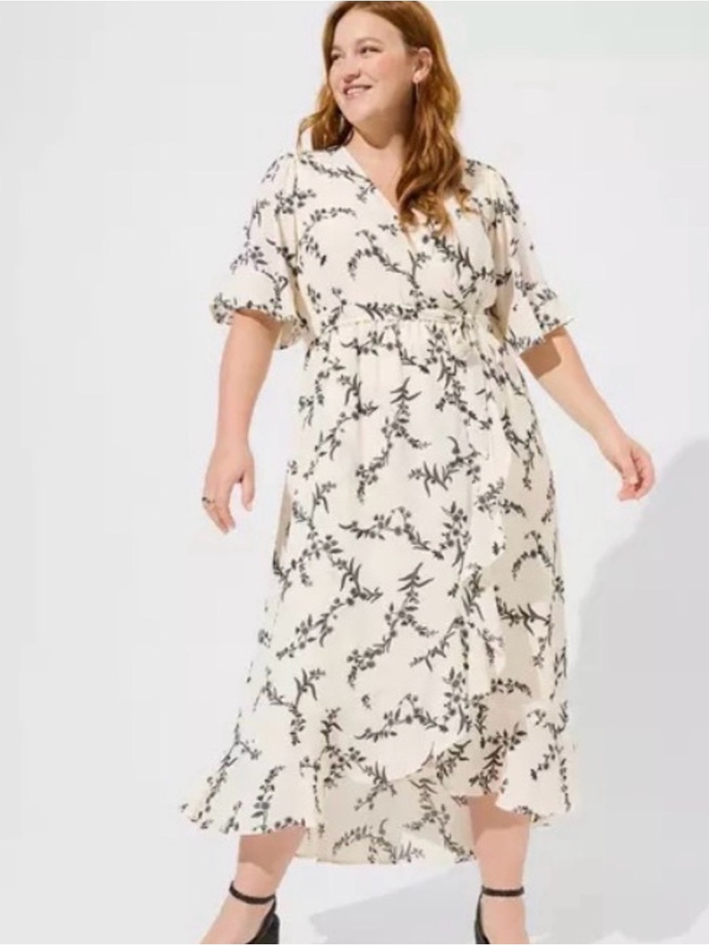 NWT Torrid Maxi Georgette Surplice Ruffle Hi-Low Dress